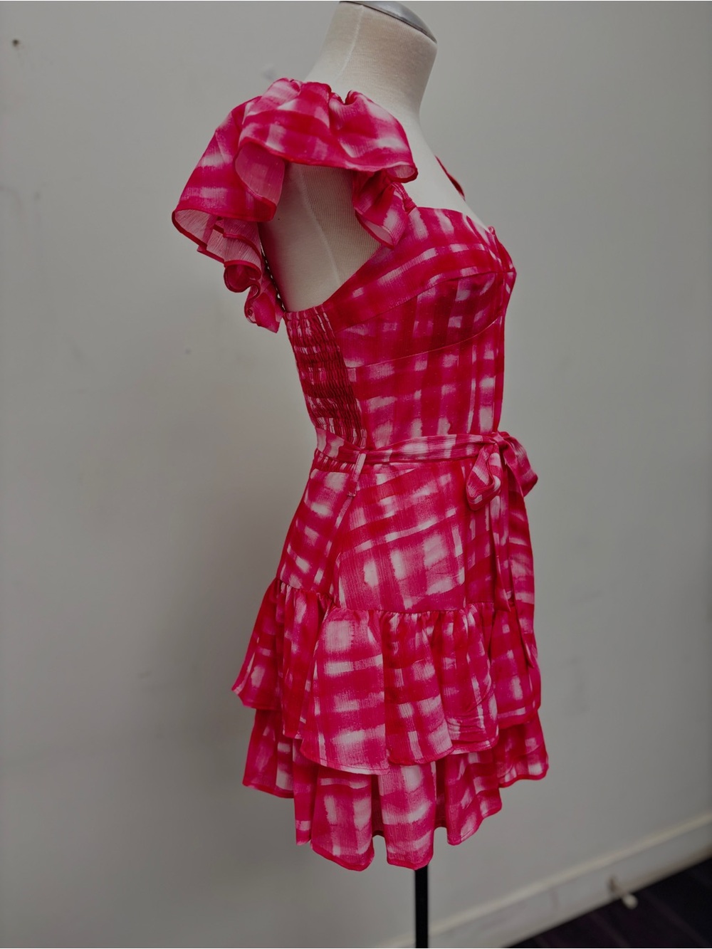 Pink Plaid Ruffle Romper - Picture 3 of 3